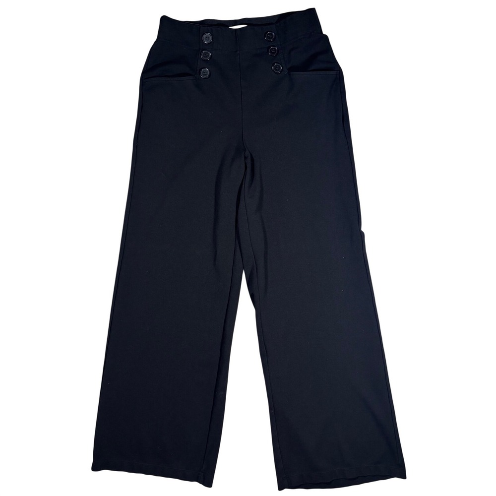 Sailor High Waist Stretchy Black Wide Leg Pants Office Professional Casual S